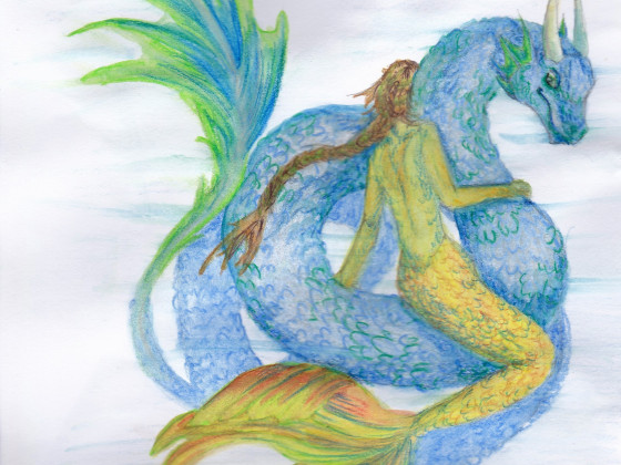 Meerjungfrau auf Meeresschlange