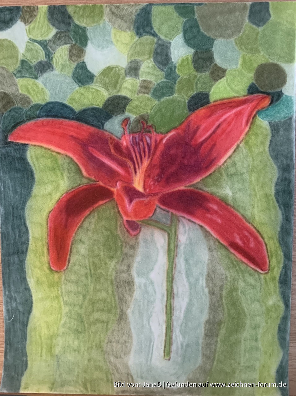 Rote Lillie in Pastell