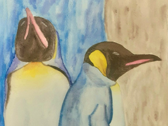 Pinguine in Aquarell
